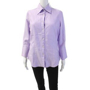Farinaz Taghavi Womens Button Down Shirt Lavender Purple Cotton Size 10